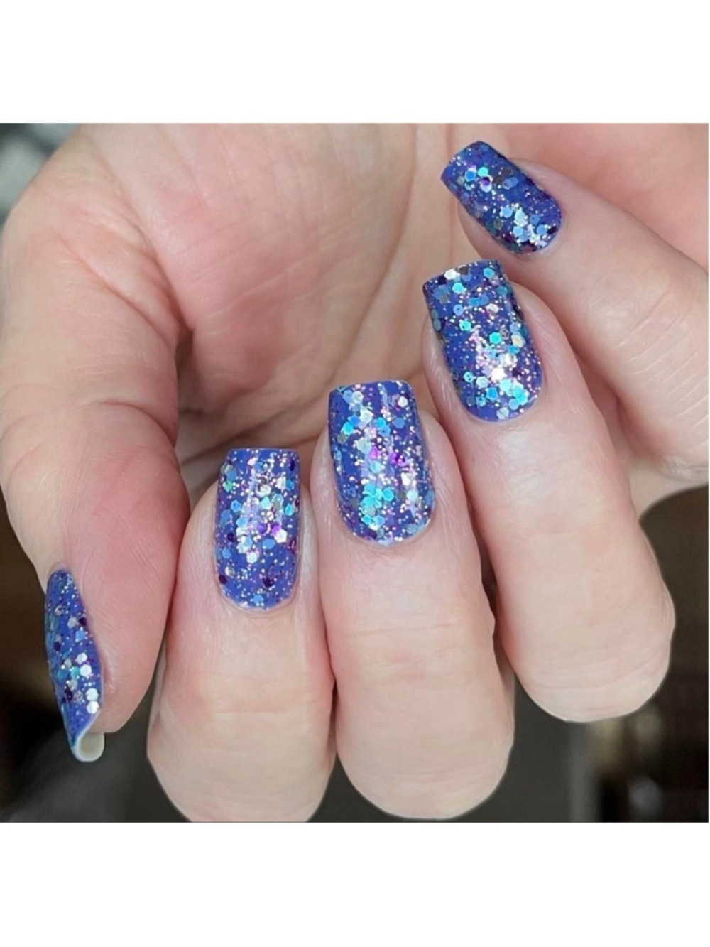 Color Street Mardi Gras Nail Polish Strips Blue Purple Silver Chunky Glitter